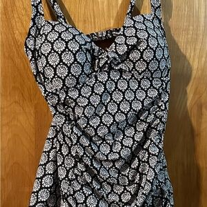 Merona Black and White Patterned One-Piece Swimsuit
